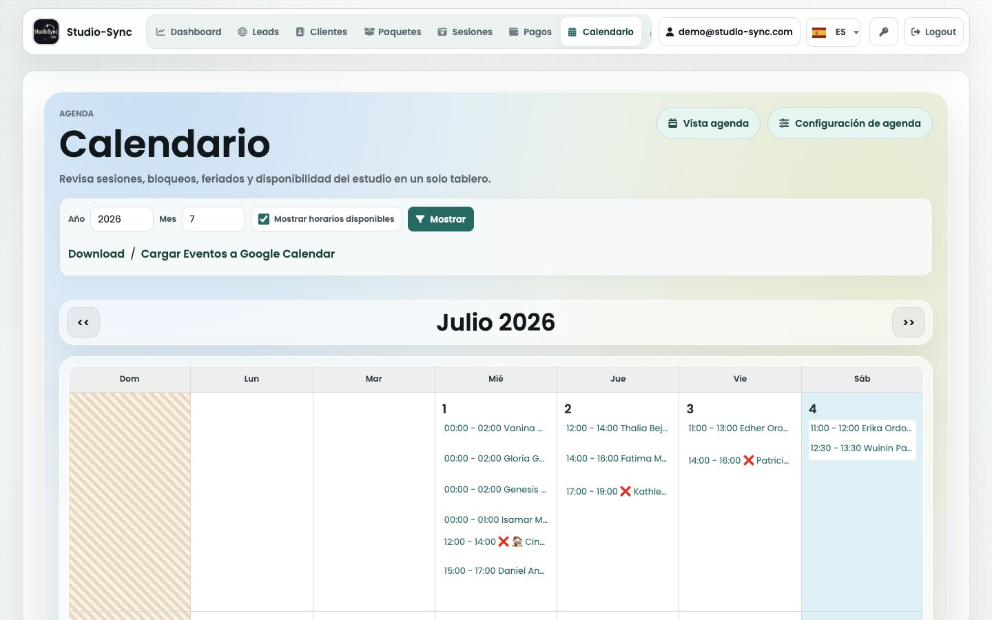 Calendario integrado